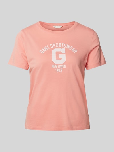 Gant T-Shirt mit Label-Print Lachs 2