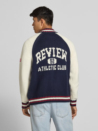 REVIEW Strickjacke mit Stehkragen und Kontraststreifen Marine 5