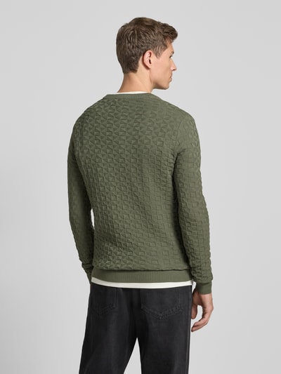 Only & Sons Regular Fit Strickpullover mit Strukturmuster Modell 'KALLE' Oliv 5