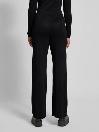 Vero Moda Wide leg gebreide broek met elastische band, model 'NALINA' Zwart - 5