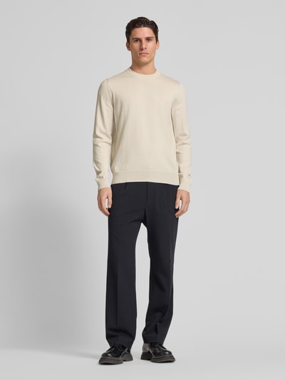 BOSS Gebreide pullover met labelstitching, model 'Pacas' Offwhite - 1