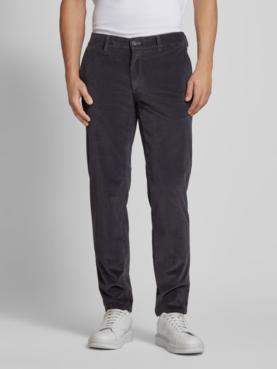 Brax Regular fit corduroy broek met steekzakken, model 'FABIO' Antraciet - 4