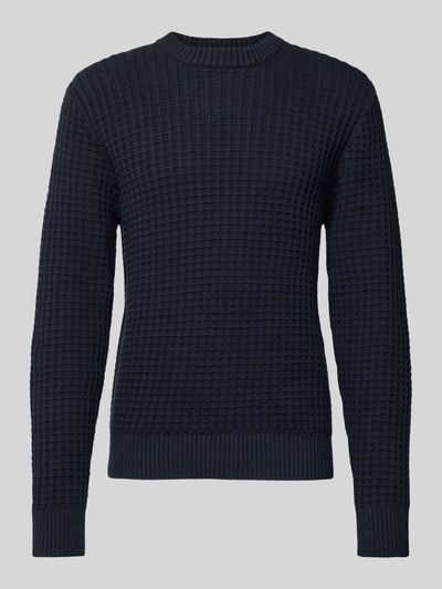 Produktfoto, Regular Fit Strickpullover aus reiner Bio-Baumwolle Modell 'TOM' van SELECTED HOMME, donkerblauw, structuur, unicolor, crew neck