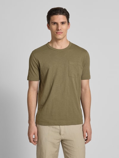 Marc O'Polo Regular Fit T-Shirt aus weichem Slub Jersey Oliv 4