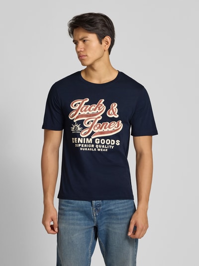 Jack & Jones T-shirt z nadrukiem z logo Granatowy 4