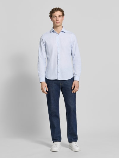 ROY ROBSON Slim Fit Freizeithemd mit Leinen-Anteil Hellblau 1