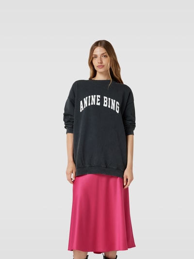 Anine Bing Oversized Sweatshirt mit Label-Print Black 4