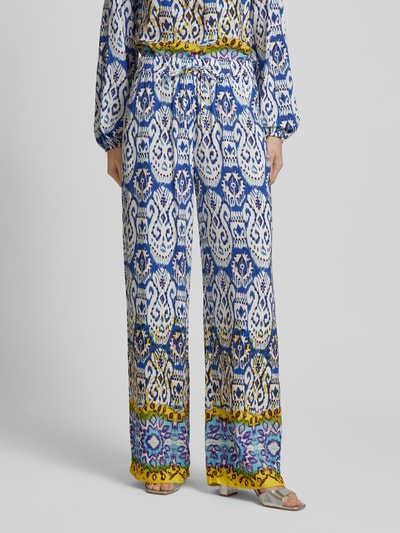 Emily Van den Bergh Loose fit stoffen broek met all-over print Blauw - 4