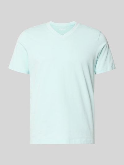 Produktfoto, Regular Fit T-Shirt aus reiner Baumwolle von s.Oliver RED LABEL in Hellblau mit glatter Oberfläche vor grauem Hintergrund