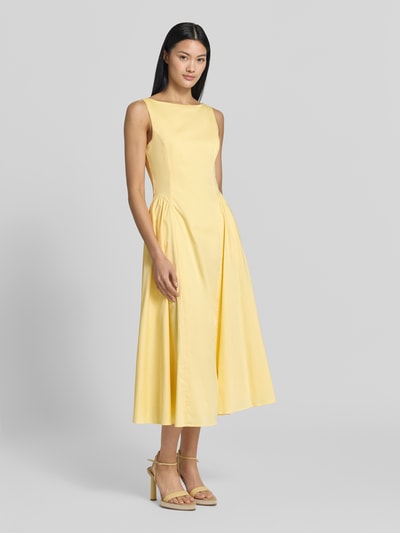 MANGO Midikleid mit Rundhalsausschnitt Modell 'NICOLE' Hellgelb 1