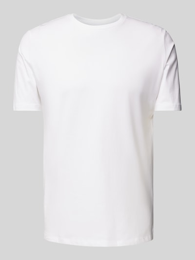 Lindbergh T-Shirt mit geripptem Rundhalsausschnitt Offwhite 2