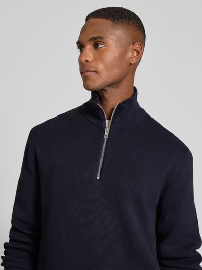 Jack & Jones Premium Troyer mit Label-Detail Modell 'MILANO' Dunkelblau 3