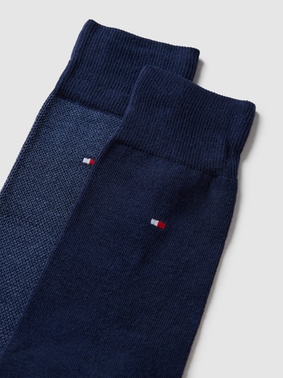 Tommy Hilfiger Socken mit Label-Detail im 2er-Pack Modell '2P BIRDEYE OC' Dunkelblau 2