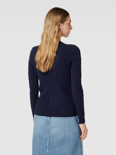 Polo Ralph Lauren Gebreide pullover met kabelpatroon, model 'JULIANNA' Marineblauw - 5