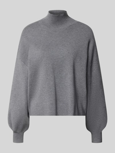 Productfoto, Oversized Fit Strickpullover aus Viskose-Mix Modell 'Mercy East' van MSCH Copenhagen, grijs, elastische boorden, opstaande kraag