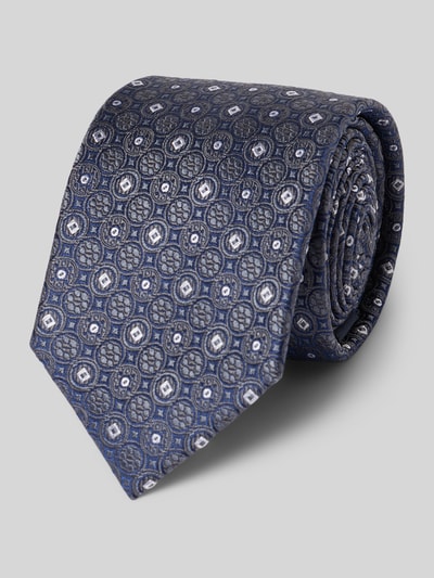 Produktfoto, Krawatte aus reiner Seide von Prince Bowtie in Blau mit Strukturmuster und Teilungsnähten, klassische Passform, 7 cm Breite