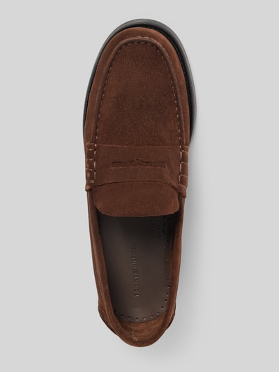 Tommy Hilfiger Leren loafers met blokhak Donkerbruin - 3