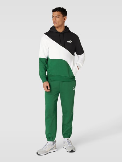 PUMA PERFORMANCE Hoodie in colour-blocking-design, model 'PUMA POWER Cat' Groen - 1