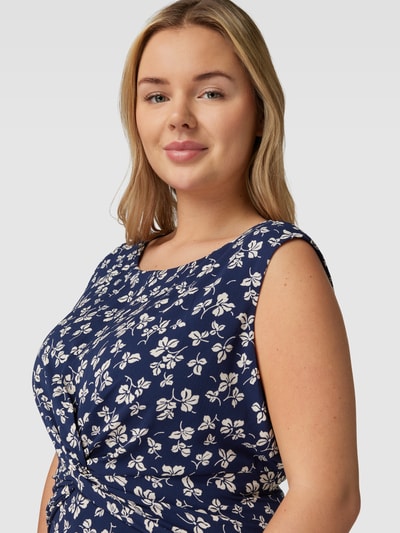 Lauren Ralph Lauren Curve Midi-jurk met bloemenmotief, model 'TESSA' Marineblauw - 3