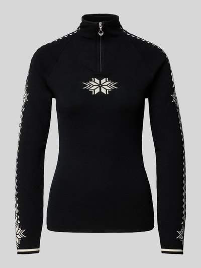 Dale of Norway Gebreide pullover van wol met ritssluiting, model 'Geilo' Zwart - 2