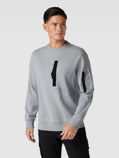 ARMANI EXCHANGE Sweatshirt met labelprint, model 'FELPA' Steengrijs - 4