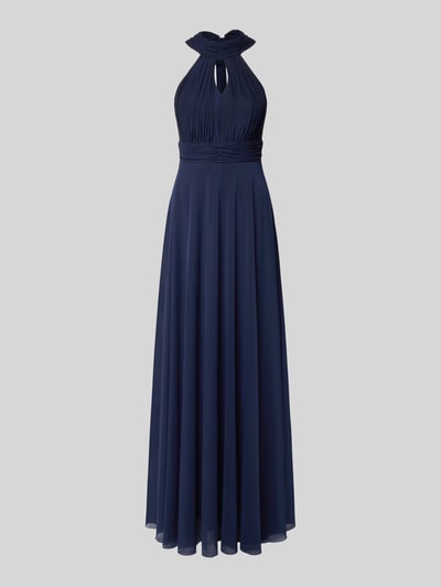 Produktfoto, ciemnogranatowe wieczorowe 'Abendkleid mit rückseitiger Schnürung' z szyfonu od TROYDEN COLLECTION, krój taliowany, maksisuknia