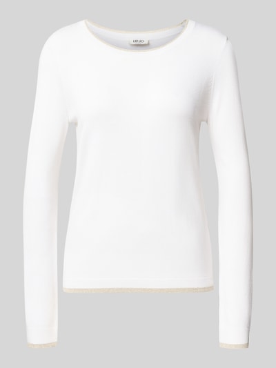 Produktfoto, Pullover aus Viskose-Mix Modell 'Maglia Chiusa' von Liu Jo White, körpernahe Passform, Rundhalsausschnitt, langärmelig, weiße Farbe