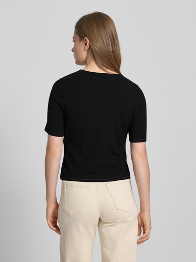 Marc Cain Gebreid shirt van viscosemix met ronde hals Zwart - 5