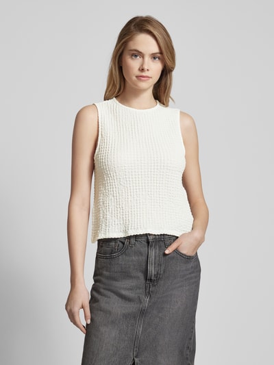 QS Crop Top mit Strukturmuster Weiss 4