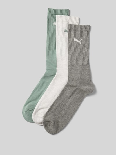 Puma Socken mit Logo-Print Modell 'CREW' im 3er-Pack Gruen 1