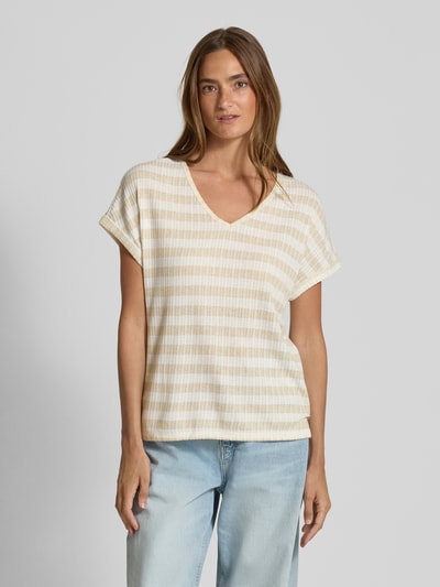 ZABAIONE T-shirt z dekoltem w serek Beżowy 4