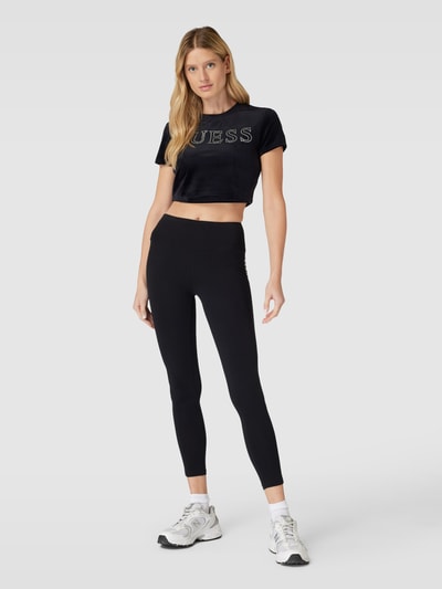 Guess Activewear Cropped T-Shirt mit Strasssteinbesatz Modell 'COUTURE' Black 1