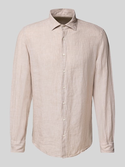 SEIDENSTICKER Slim Fit Business-Hemd aus Leinen mit Kentkragen Sand 2