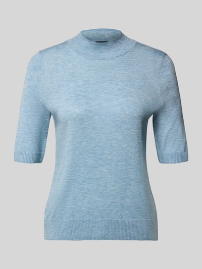 Produktfoto, Pullover mit Mock Neck von S. OLIVER BLACK LABEL in Hellblau, unifarben, Strickoptik, 1/2-Arm, gerippter Abschluss