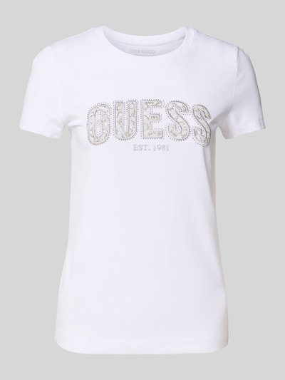 Guess T-Shirt mit Label-Stitching Hellblau 2