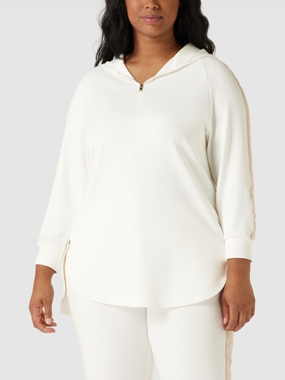 Marina Rinaldi PLUS SIZE hoodie met korte ritssluiting, model 'OLFATTO' Offwhite - 4