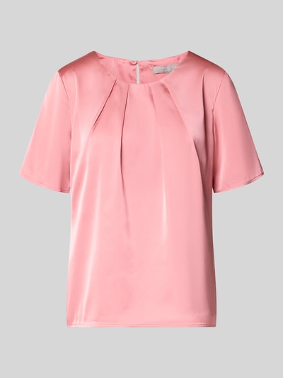 Produktfoto, Regular Fit Bluse mit Rundhalsausschnitt und 1/2-Arm von Christian Berg Woman Selection, rosa, glatte Oberfläche, Material-Mix mit Stretch-Anteil, sichtbarer rückseitiger Knopfverschluss, Damen Bluse.