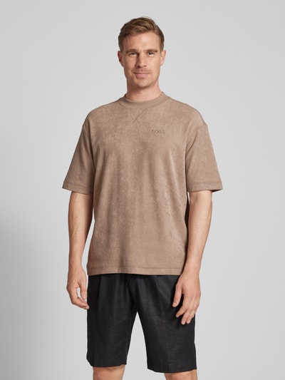 BOSS Orange T-Shirt mit Label-Stitching Beige 4