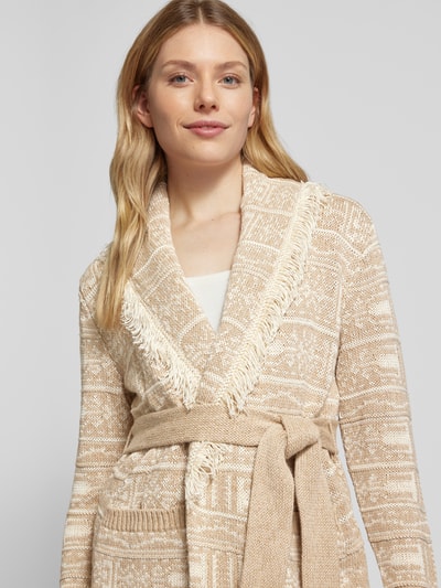 Lauren Ralph Lauren Cardigan mit Reverskragen Modell 'RUZITA' Sand 3