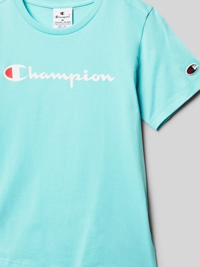 CHAMPION T-shirt met labelprint Lichtturquoise - 2