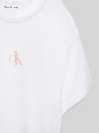 Calvin Klein Jeans Boxy fit T-shirt met logoprint en ronde hals Wit - 2