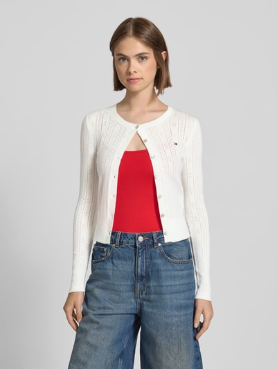 Tommy Jeans Slim fit cardigan van pointelle Offwhite - 4