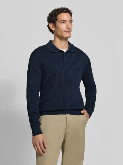 MCNEAL Strickpullover mit Polokragen und kurzer Knopfleiste Marine 4