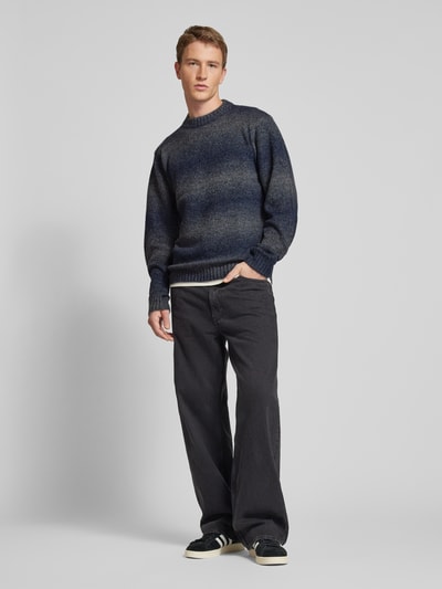 G-Star Raw Strickpullover aus Viskose mit Label-Stitching Modell 'Gradient' Mittelgrau 1