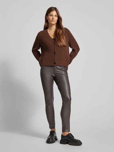 Raffaello Rossi Skinny fit broek in leerlook Donkerbruin - 1