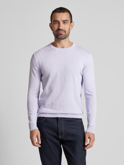 Tom Tailor Regular Fit Strickpullover aus reiner Baumwolle Lavender 4