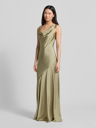 Mascara Abendkleid mit Wasserfall-Ausschnitt und breiten Trägern Oliv 1