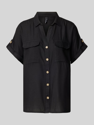Vero Moda Bluzka koszulowa z listwą guzikową model ‘BUMPY’ Czarny 2