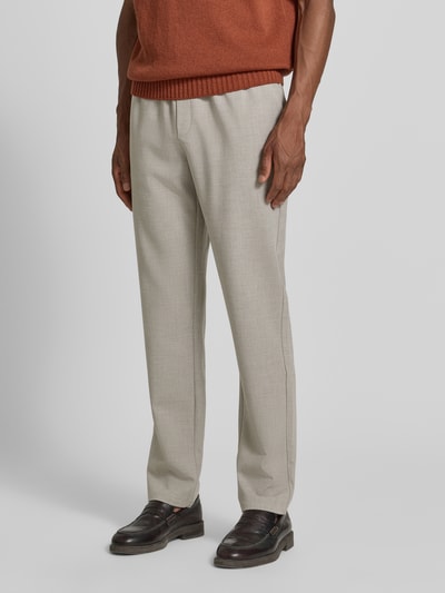 Les Deux Kleingemusterte Hose mit elastischem Bund Sand 4
