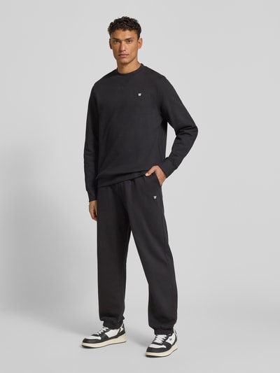 Wood Wood Sweatshirt met labelstitching, model 'Tye' Zwart - 1